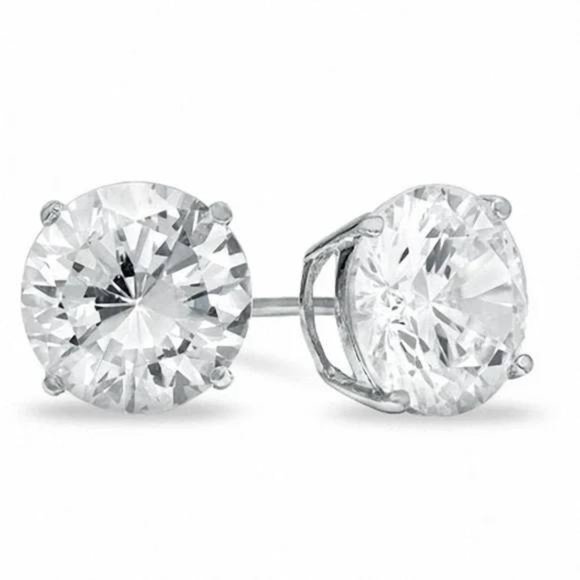 3 ctw Brilliant Round Cut Diamond Stud Earrings New - Picture 2 of 4